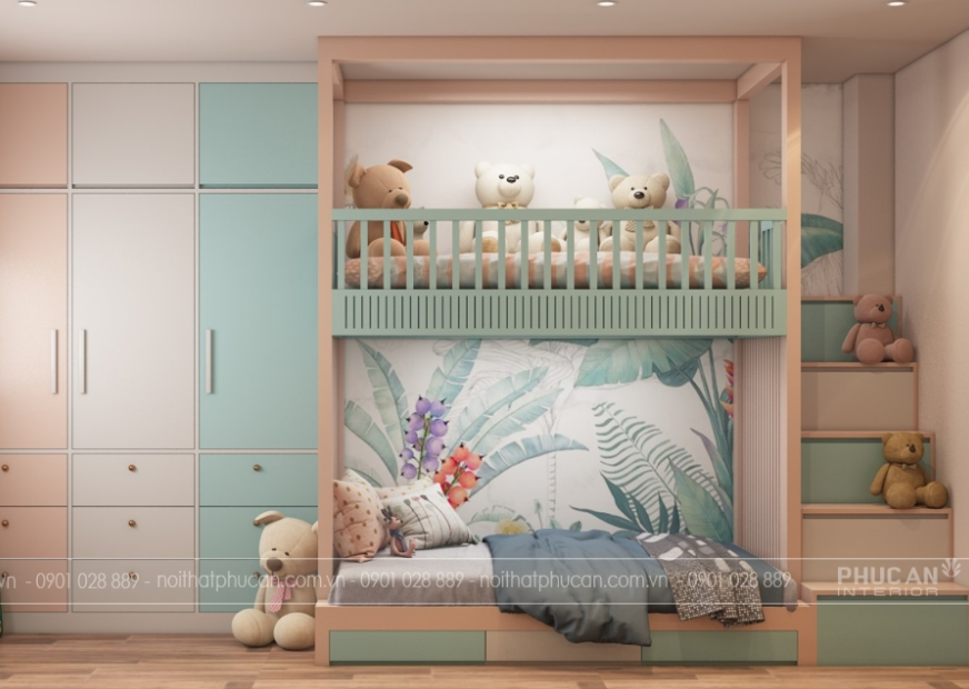 Các mẫu giường ngủ gỗ cho bé phổ biến