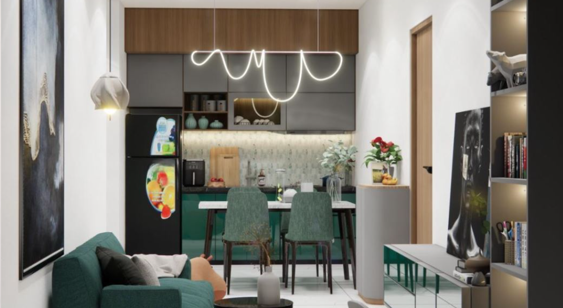 Ưu điểm của thiết kế phòng khách liền bếp 20m2