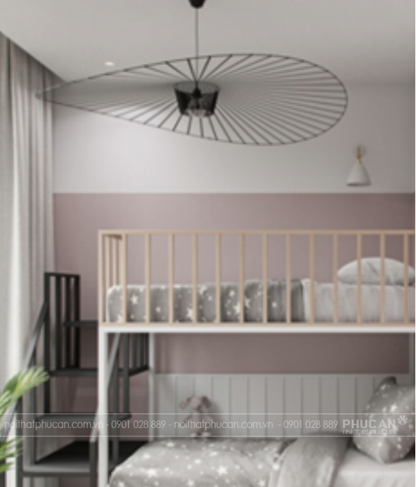 Thiết kế phòng ngủ giường tầng cho bé gái – Ngọt ngào, dễ thương và tiện ích