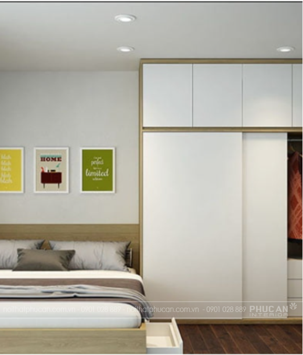 Tủ quần áo đẹp cho phòng ngủ nhỏ – Gợi ý thiết kế âm tường, treo tường, cao kịch trần