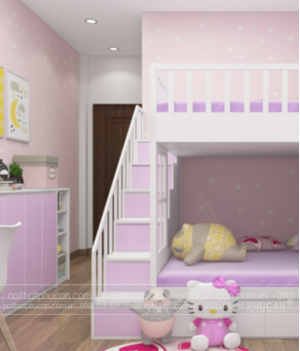 Giường tầng cho 2 bé gái: Mẫu mã, kích thước & cách bố trí khoa học cho phòng diện tích nhỏ