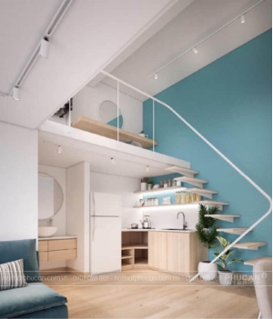 Mẫu thiết kế nội thất cho nhà 30m2 có gác lửng đẹp, tiết kiệm chi phí