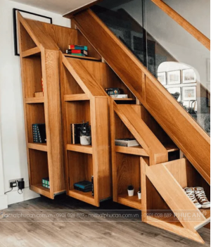 Thiết kế tủ giày dưới gầm cầu thang gọn gàng & tiện nghi